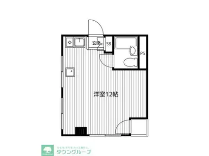 タイガービル(ワンルーム/2階)の間取り写真