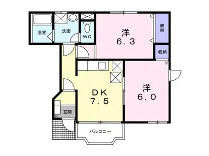 エンブレムA(2DK/1階)の間取り写真