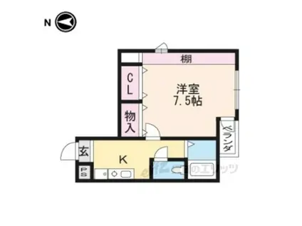 フォルム大将軍(1K/2階)の間取り写真