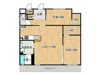 PARQUENTE(2LDK/1階)の間取り写真