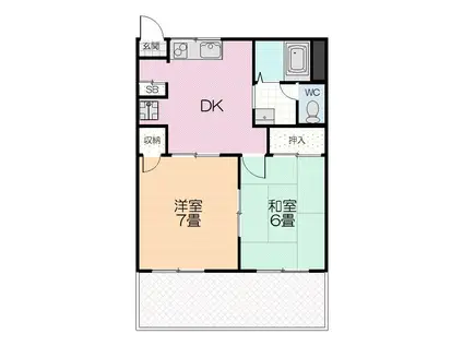 ライラックB(2DK/1階)の間取り写真
