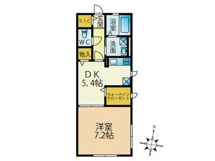 パークハイム横浜鶴見(1DK/1階)の間取り写真