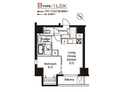 WEAVE BASE -ASUKAYAMA PARK(1LDK/4階)の間取り写真