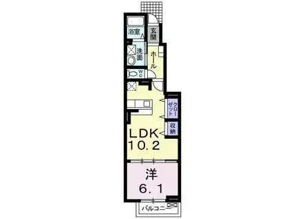 パインフィールド(1LDK/1階)の間取り写真