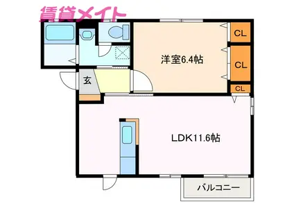 アーバンスクエアII(1LDK/1階)の間取り写真