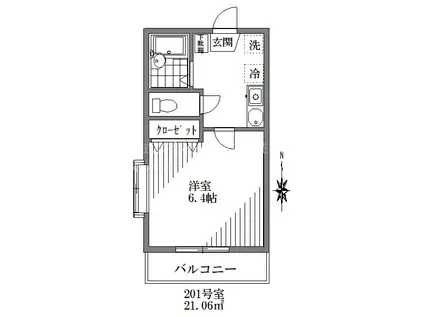 エルマーレ(1K/2階)の間取り写真