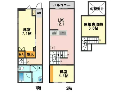 漆喰の家 高砂(2LDK/1階)の間取り写真