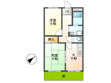 ドミール毘沙門(2K/1階)の間取り写真