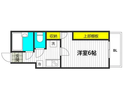 八幡ハイツ(1K/2階)の間取り写真