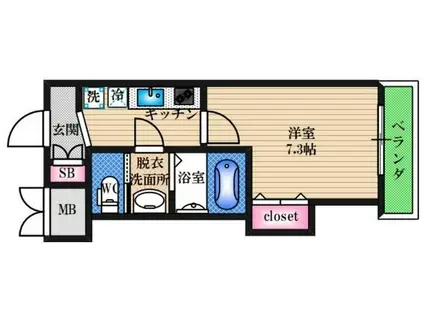 LUXE神崎川(1K/1階)の間取り写真