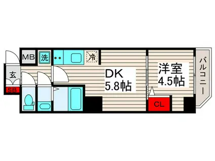 ラフィスタ大師前IV(1DK/2階)の間取り写真