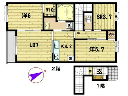 アムール久喜A棟(2SLDK/2階)の間取り写真