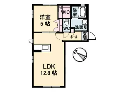 シャーメゾンリヴェール B棟(1LDK/1階)の間取り写真