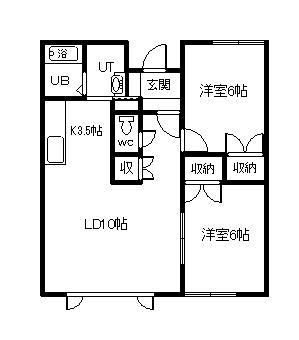 ハイツトレニア(2LDK/2階)の間取り写真