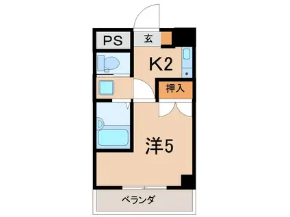 メゾングラン南(1K/2階)の間取り写真