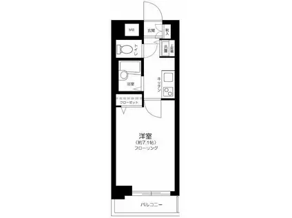 VERONA池袋本町LUSSO(1K/1階)の間取り写真