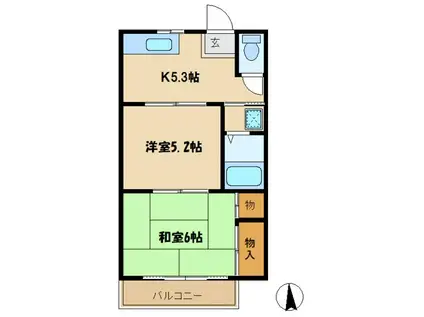 リバーサイドヴィラ(2K/1階)の間取り写真