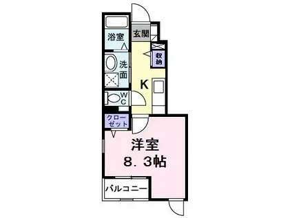 ソレイユ・ルヴァン(1K/1階)の間取り写真