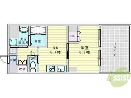 SURF ISLAND SAN SEBASTIAN(1DK/2階)の間取り写真