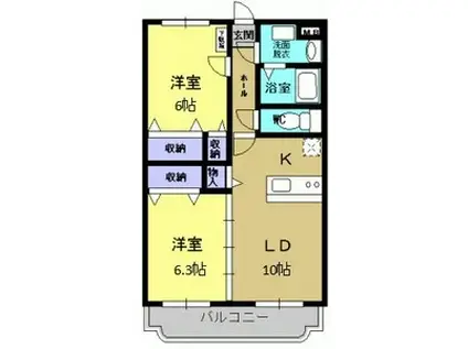 Y&Mシャルム簗瀬(2LDK/5階)の間取り写真
