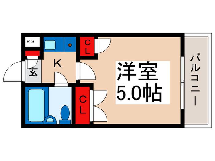 ロンベルク17(1K/2階)の間取り写真
