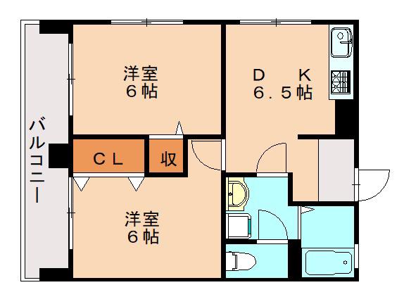 ウィンズヒル三ヶ森II(2DK/4階)の間取り写真