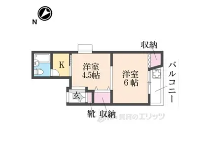 生駒ハイツ(2K/3階)の間取り写真