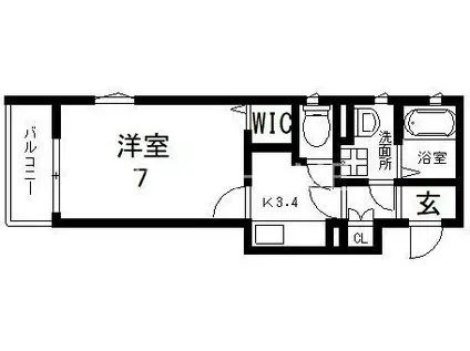 クリエオーレ小若江(1K/2階)の間取り写真