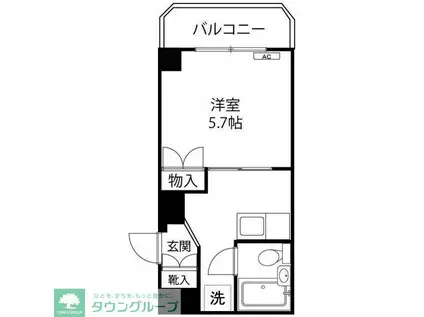 パークハイム立川(1DK/1階)の間取り写真