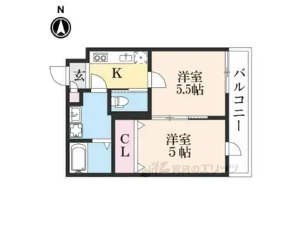 ベレーザ西陣Ⅰ(2K/4階)の間取り写真