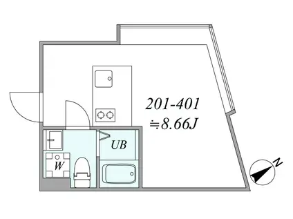 TRIAS513(1DK/4階)の間取り写真