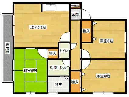 ヒルサイドテラスC棟(3DK/2階)の間取り写真