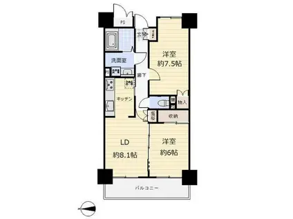 コートアベニュー泉が丘(2LDK/1階)の間取り写真