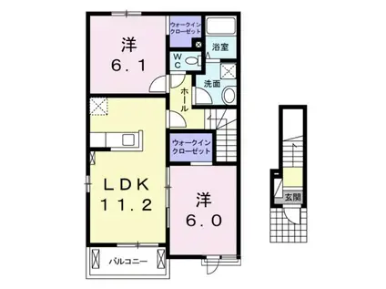 シャルムB(2LDK/2階)の間取り写真