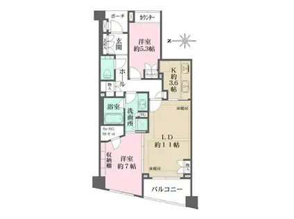 下北沢パークハウス(2LDK/5階)の間取り写真