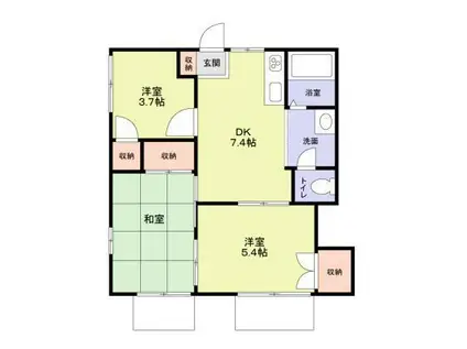 ハイツやまゆり(3DK/1階)の間取り写真