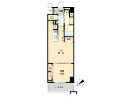 グランルクレ新栄イースト(1LDK/4階)の間取り写真