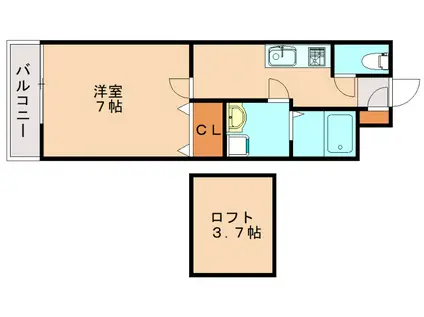シベ-ル周船寺(1K/2階)の間取り写真