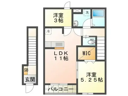 リーブルファイン大治田III1号棟(2LDK/2階)の間取り写真