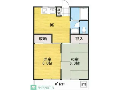 コーポ矢崎(2DK/1階)の間取り写真