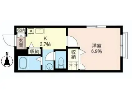 メゾンドール富士見 SHAMAISON(1K/1階)の間取り写真