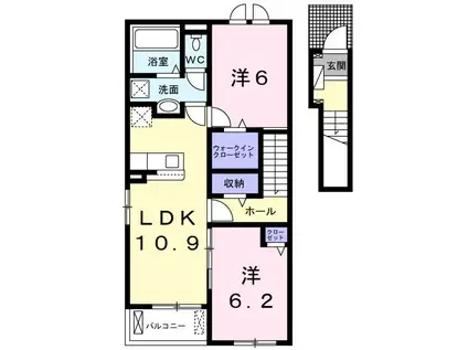 メゾン クラージュA(2LDK/2階)の間取り写真