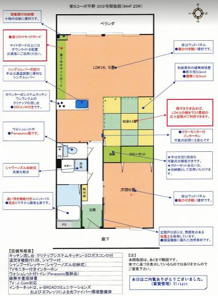 第5コーポ平野(2LDK/4階)の間取り写真