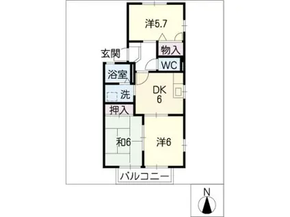 ディアス悠久 B(3DK/2階)の間取り写真