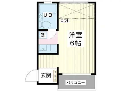 フラットT(ワンルーム/2階)の間取り写真