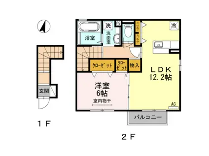 モンボヌール A棟(1LDK/2階)の間取り写真