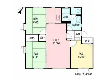 メゾンパークサイドB(3LDK/1階)の間取り写真