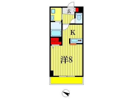 ファンデフォート(1K/4階)の間取り写真