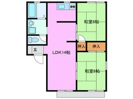 コンフォールB(2LDK/1階)の間取り写真