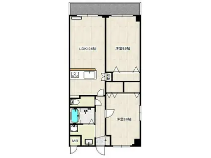 レジデンス宮城野テラス(2LDK/6階)の間取り写真